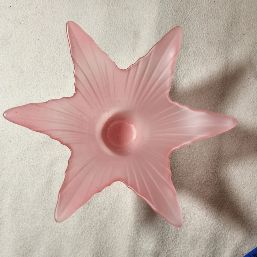 Vintage Partylite Frosted Glass Pink Tulip Tea Light Candle Holder